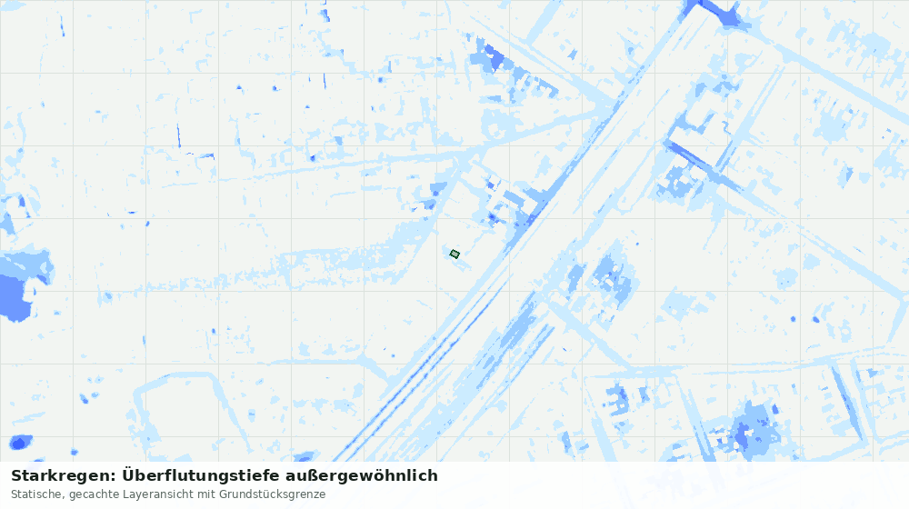 Statische Kartenansicht: Starkregen: Überflutungstiefe außergewöhnlich