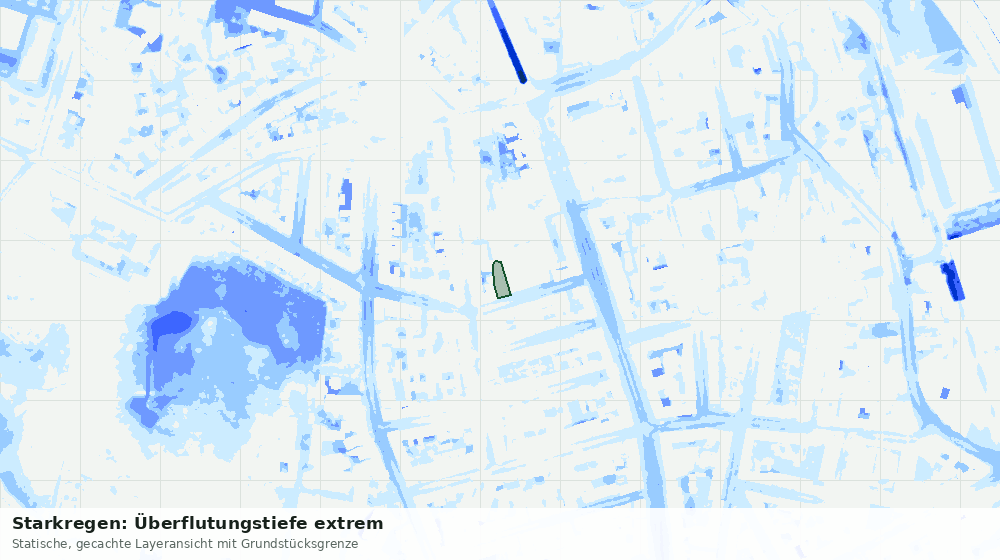 Statische Kartenansicht: Starkregen: Überflutungstiefe extrem