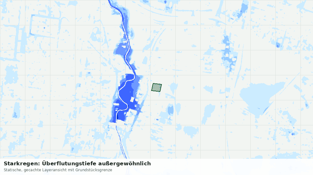 Statische Kartenansicht: Starkregen: Überflutungstiefe außergewöhnlich