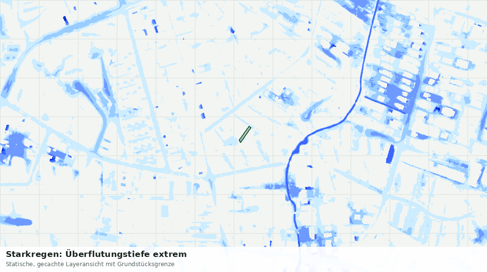 Statische Kartenansicht: Starkregen: Überflutungstiefe extrem