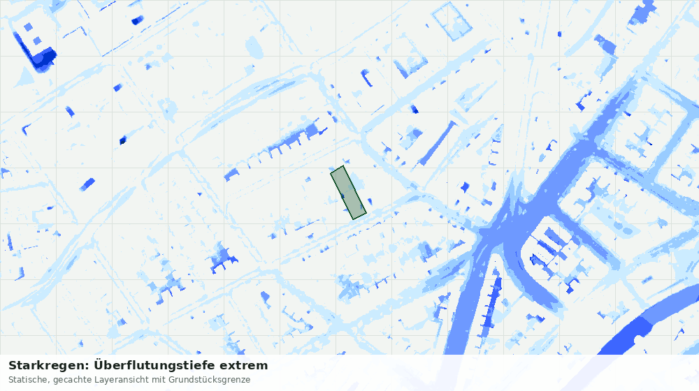 Statische Kartenansicht: Starkregen: Überflutungstiefe extrem