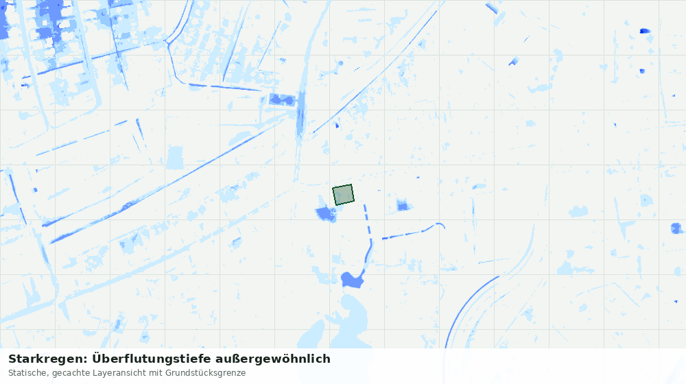 Statische Kartenansicht: Starkregen: Überflutungstiefe außergewöhnlich