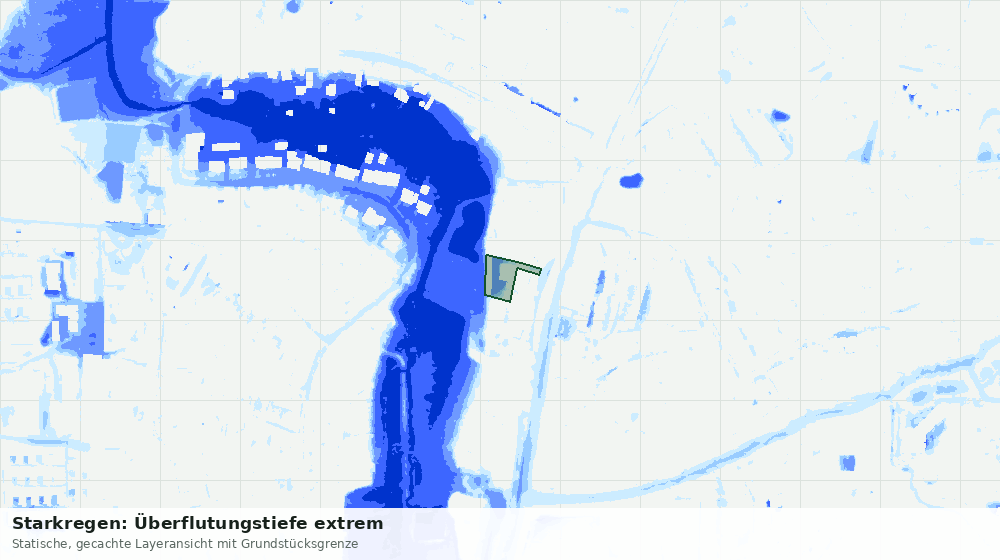 Statische Kartenansicht: Starkregen: Überflutungstiefe extrem