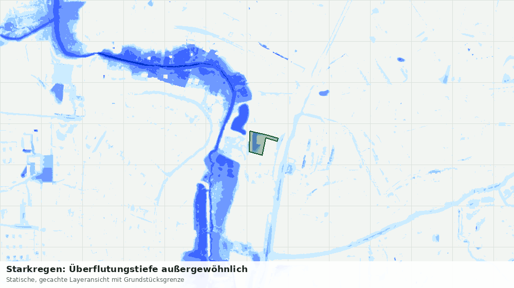 Statische Kartenansicht: Starkregen: Überflutungstiefe außergewöhnlich