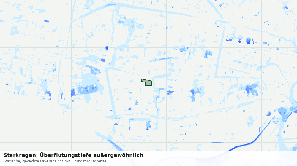 Statische Kartenansicht: Starkregen: Überflutungstiefe außergewöhnlich