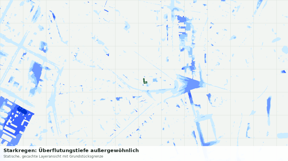 Statische Kartenansicht: Starkregen: Überflutungstiefe außergewöhnlich