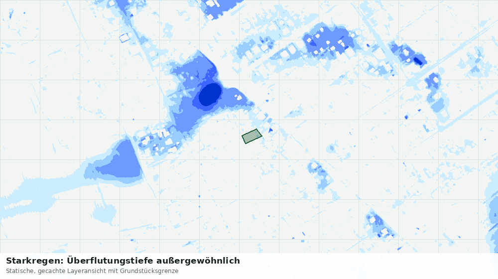 Statische Kartenansicht: Starkregen: Überflutungstiefe außergewöhnlich