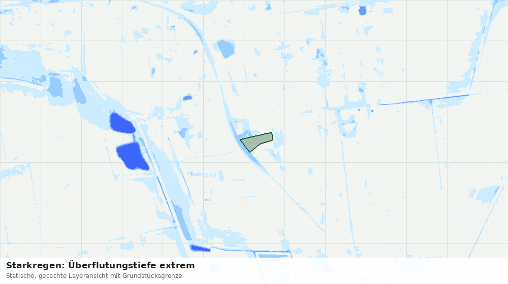 Statische Kartenansicht: Starkregen: Überflutungstiefe extrem