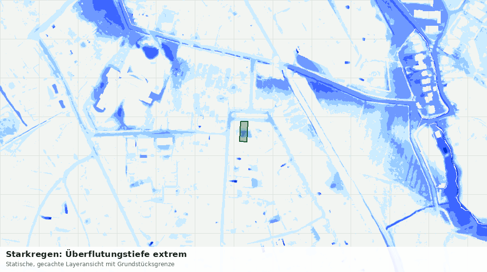 Statische Kartenansicht: Starkregen: Überflutungstiefe extrem