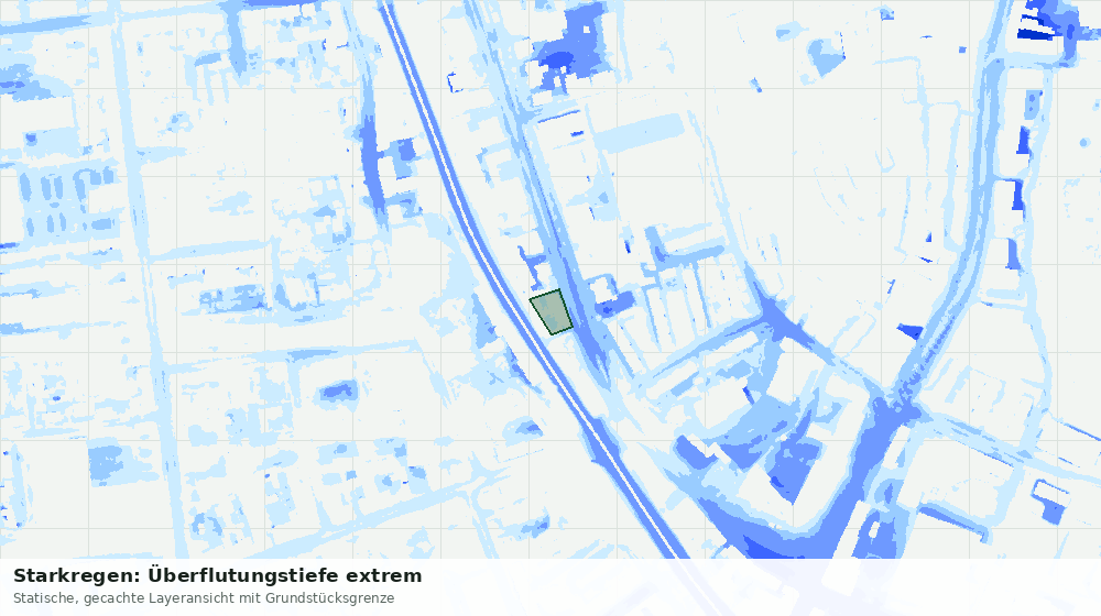 Statische Kartenansicht: Starkregen: Überflutungstiefe extrem
