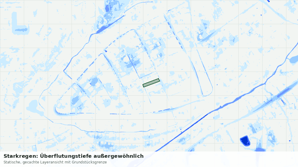 Statische Kartenansicht: Starkregen: Überflutungstiefe außergewöhnlich