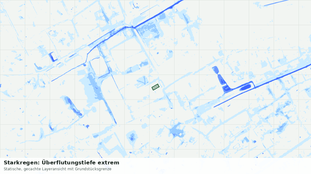 Statische Kartenansicht: Starkregen: Überflutungstiefe extrem