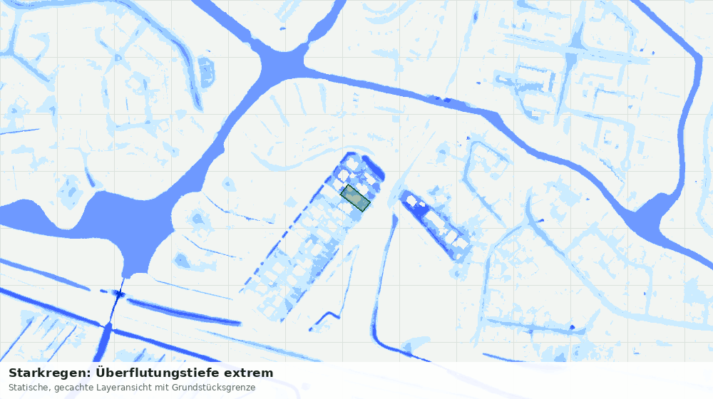 Statische Kartenansicht: Starkregen: Überflutungstiefe extrem