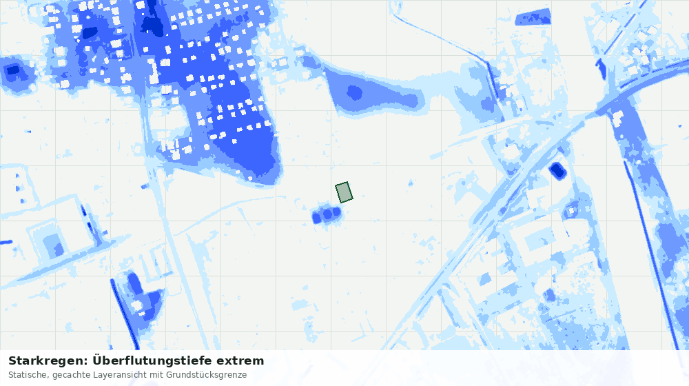 Statische Kartenansicht: Starkregen: Überflutungstiefe extrem