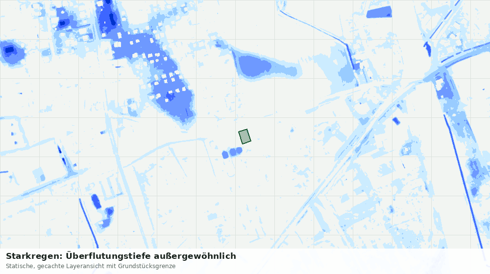 Statische Kartenansicht: Starkregen: Überflutungstiefe außergewöhnlich