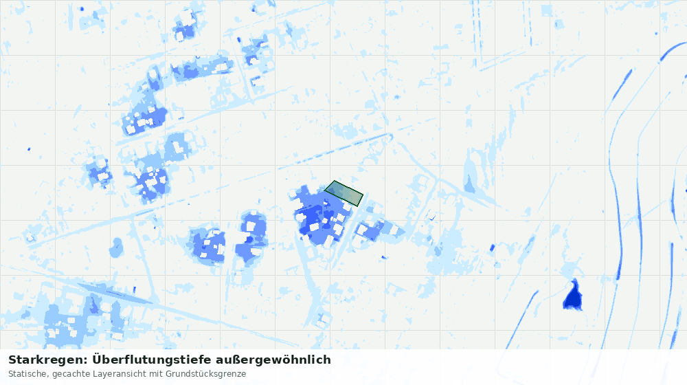 Statische Kartenansicht: Starkregen: Überflutungstiefe außergewöhnlich