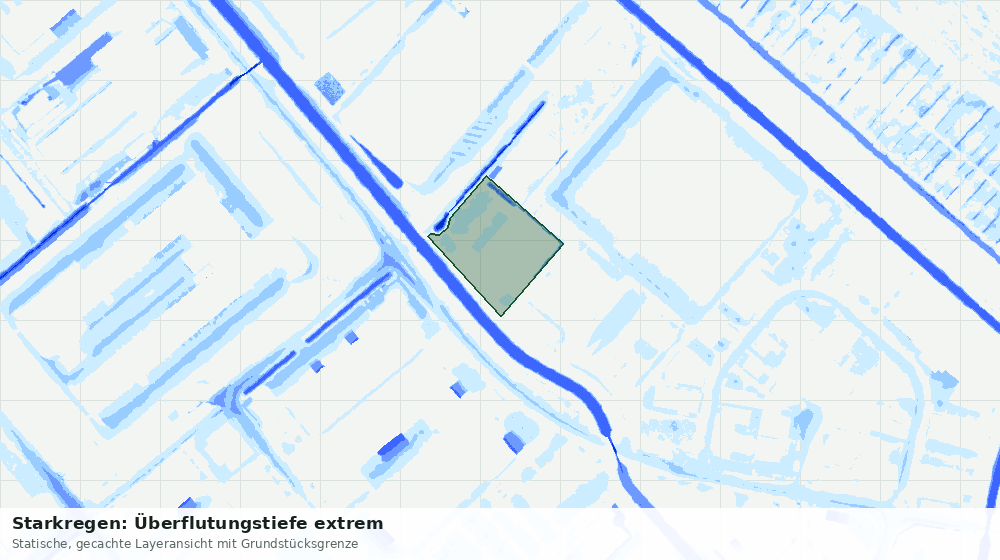Statische Kartenansicht: Starkregen: Überflutungstiefe extrem