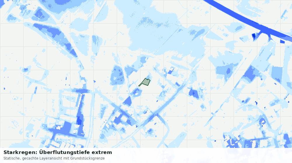 Statische Kartenansicht: Starkregen: Überflutungstiefe extrem