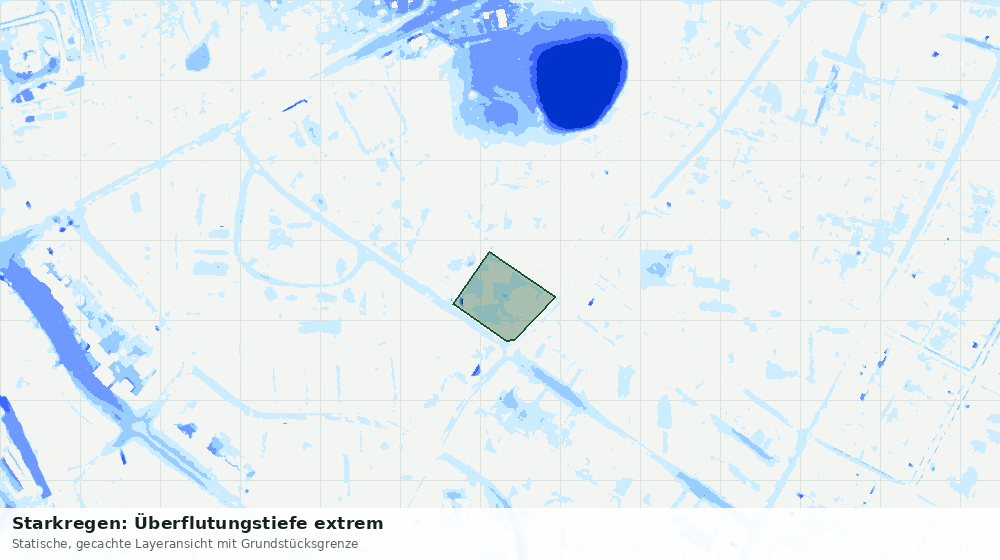 Statische Kartenansicht: Starkregen: Überflutungstiefe extrem