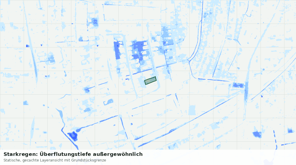 Statische Kartenansicht: Starkregen: Überflutungstiefe außergewöhnlich