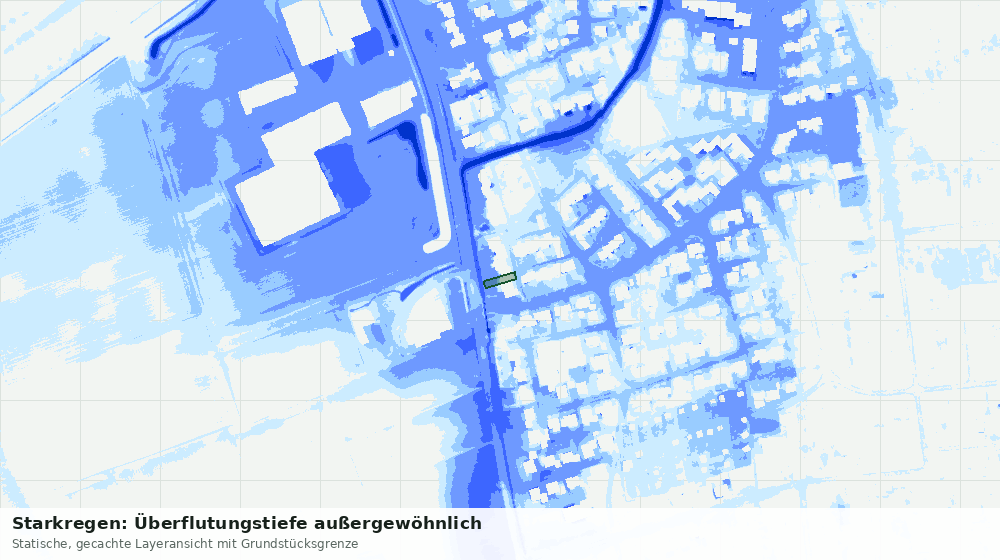Statische Kartenansicht: Starkregen: Überflutungstiefe außergewöhnlich