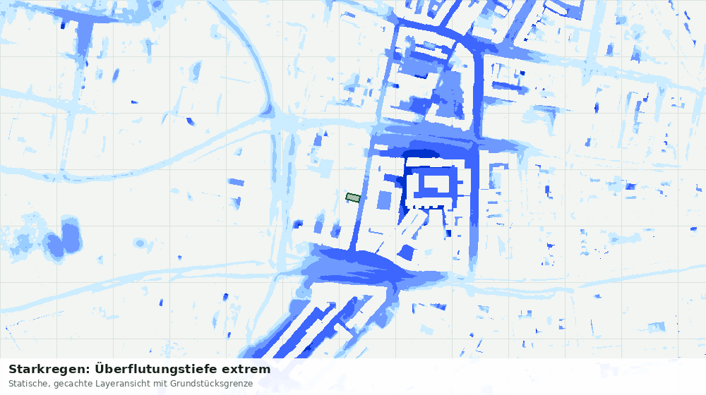 Statische Kartenansicht: Starkregen: Überflutungstiefe extrem