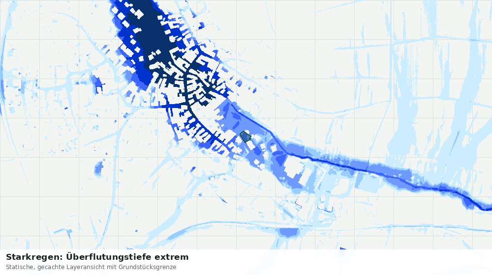 Statische Kartenansicht: Starkregen: Überflutungstiefe extrem