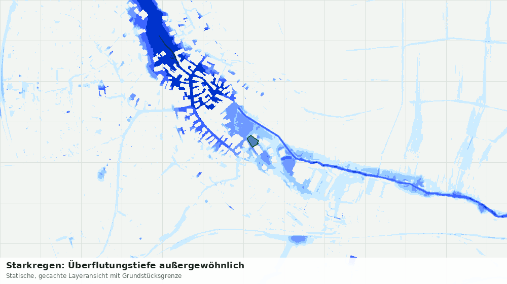 Statische Kartenansicht: Starkregen: Überflutungstiefe außergewöhnlich