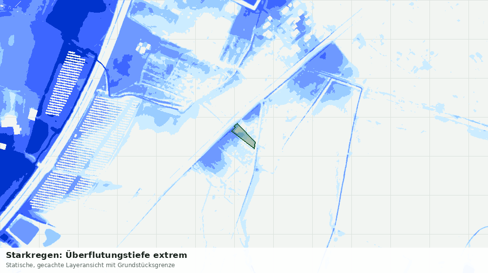 Statische Kartenansicht: Starkregen: Überflutungstiefe extrem