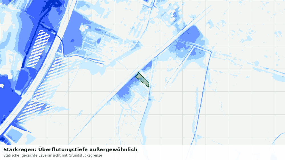 Statische Kartenansicht: Starkregen: Überflutungstiefe außergewöhnlich