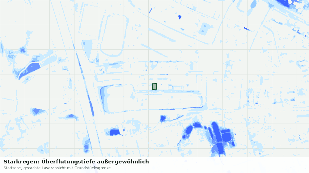 Statische Kartenansicht: Starkregen: Überflutungstiefe außergewöhnlich