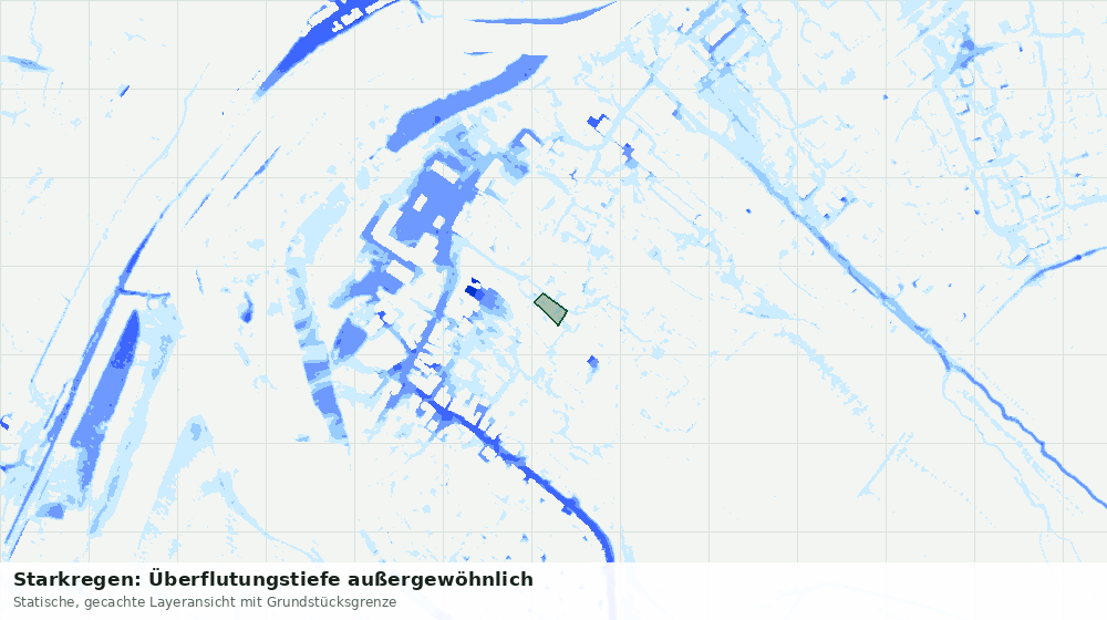 Statische Kartenansicht: Starkregen: Überflutungstiefe außergewöhnlich