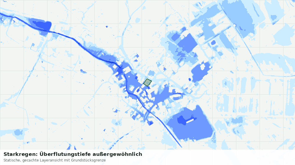 Statische Kartenansicht: Starkregen: Überflutungstiefe außergewöhnlich