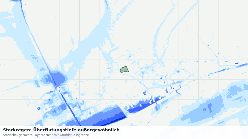 Statische Kartenansicht: Starkregen: Überflutungstiefe außergewöhnlich