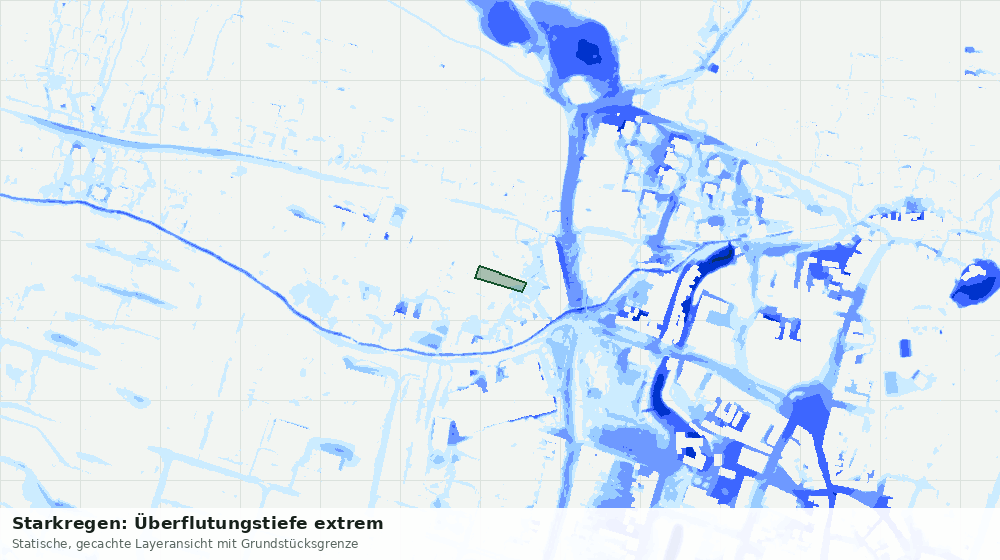 Statische Kartenansicht: Starkregen: Überflutungstiefe extrem