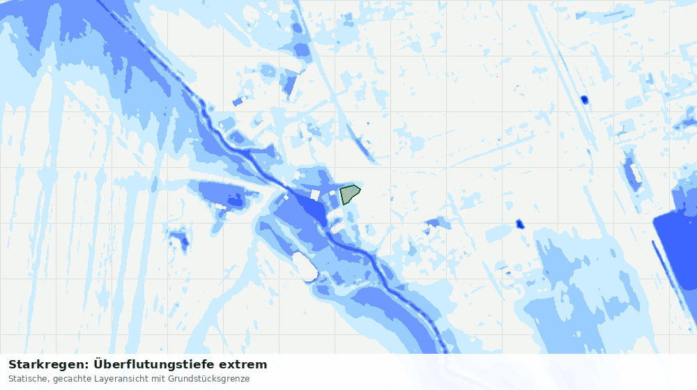 Statische Kartenansicht: Starkregen: Überflutungstiefe extrem