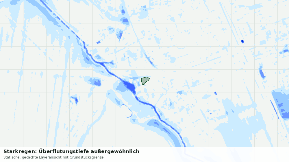 Statische Kartenansicht: Starkregen: Überflutungstiefe außergewöhnlich