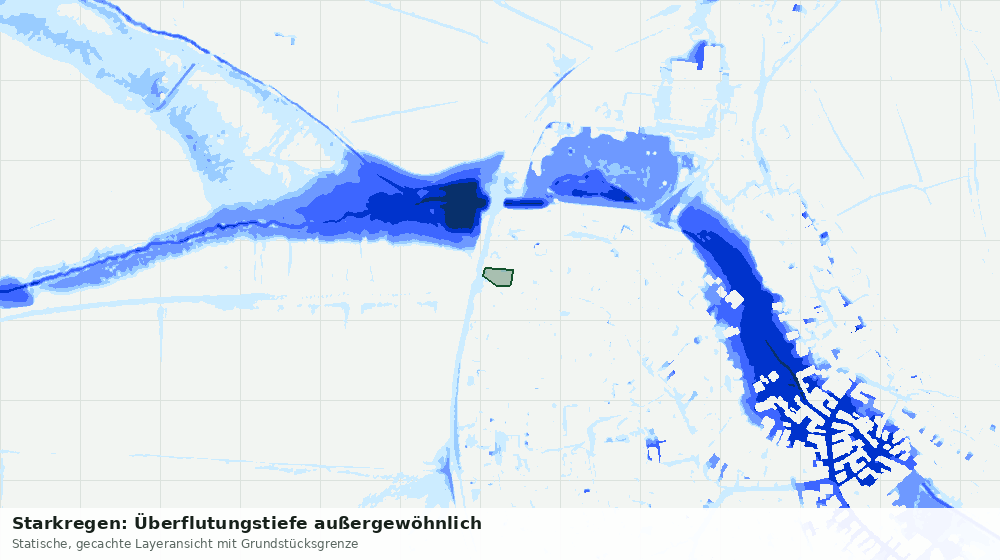 Statische Kartenansicht: Starkregen: Überflutungstiefe außergewöhnlich