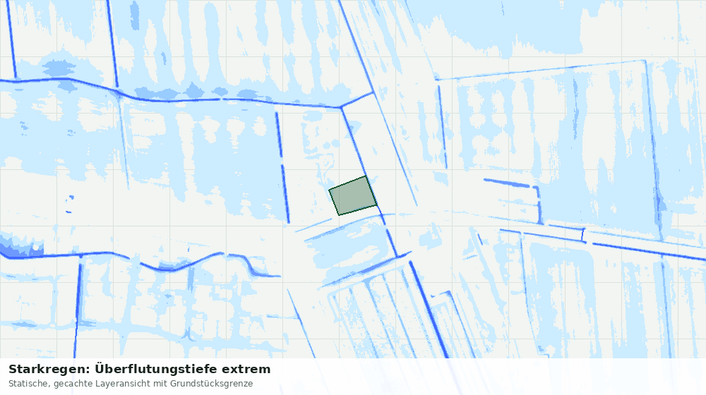Statische Kartenansicht: Starkregen: Überflutungstiefe extrem