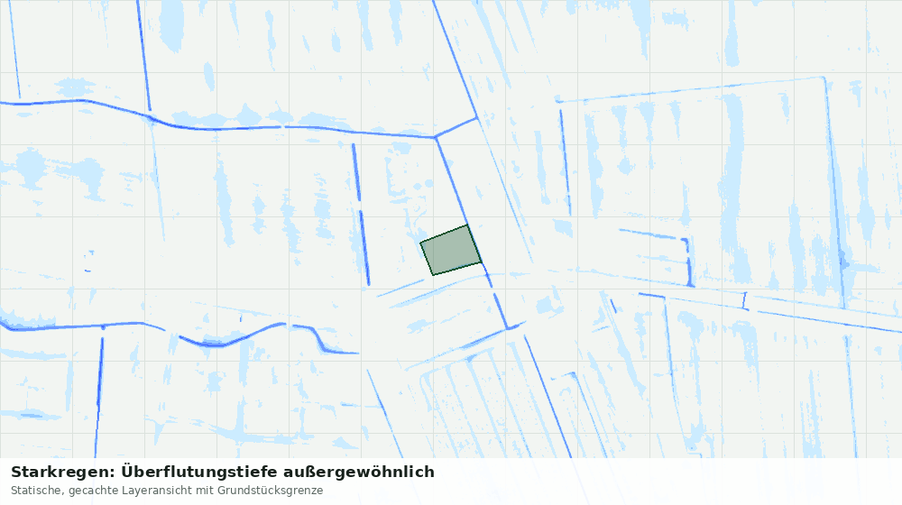 Statische Kartenansicht: Starkregen: Überflutungstiefe außergewöhnlich
