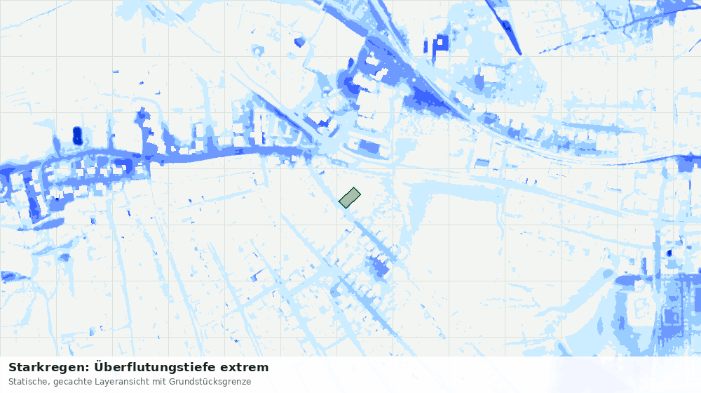 Statische Kartenansicht: Starkregen: Überflutungstiefe extrem