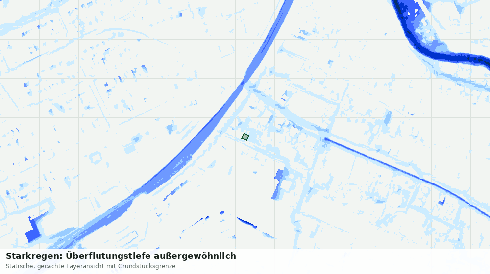Statische Kartenansicht: Starkregen: Überflutungstiefe außergewöhnlich