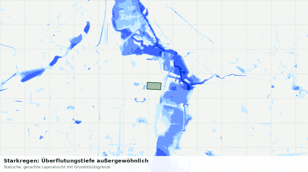 Statische Kartenansicht: Starkregen: Überflutungstiefe außergewöhnlich