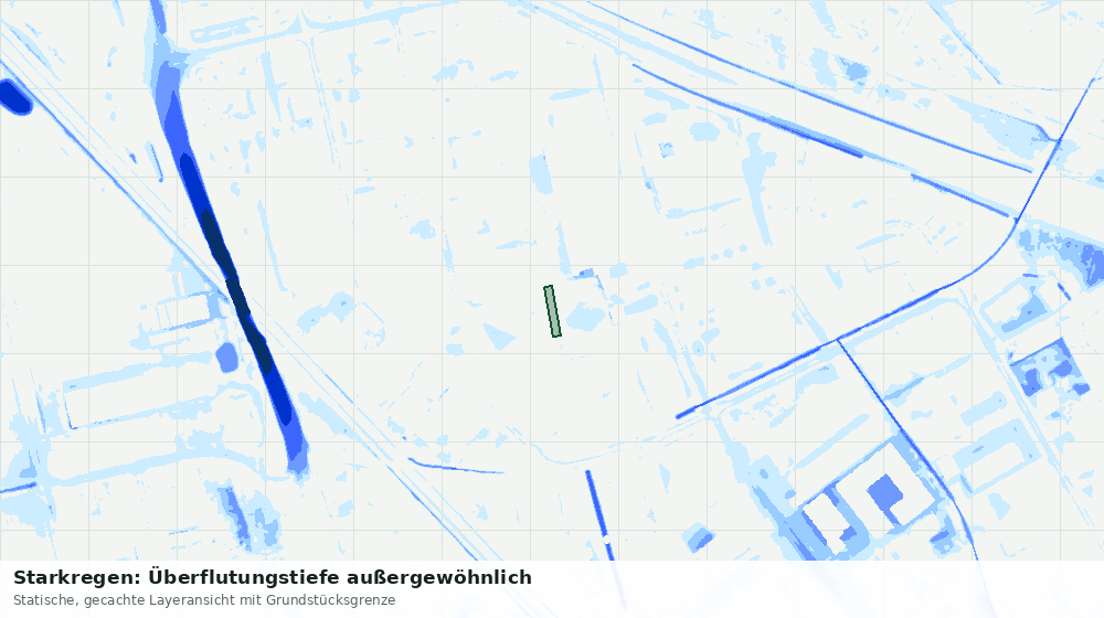 Statische Kartenansicht: Starkregen: Überflutungstiefe außergewöhnlich