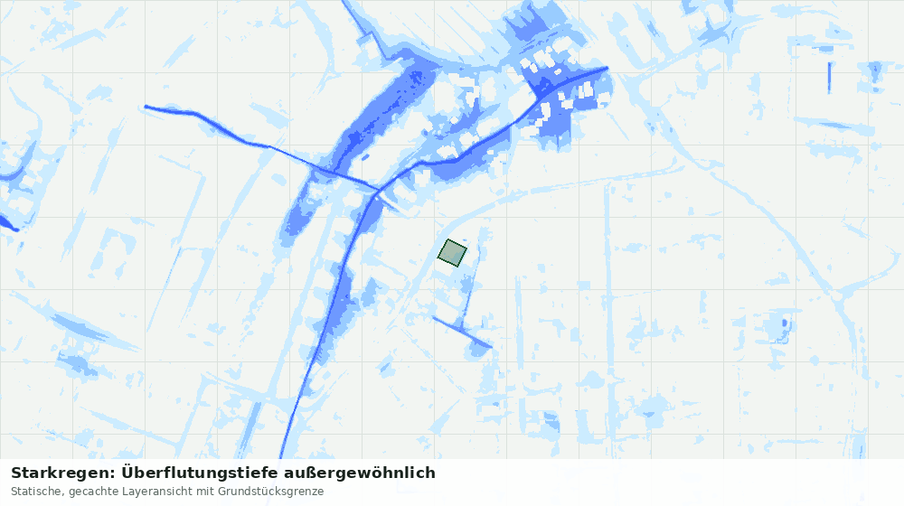 Statische Kartenansicht: Starkregen: Überflutungstiefe außergewöhnlich