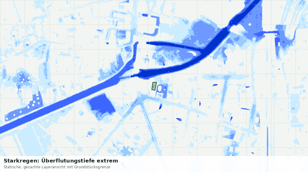 Statische Kartenansicht: Starkregen: Überflutungstiefe extrem