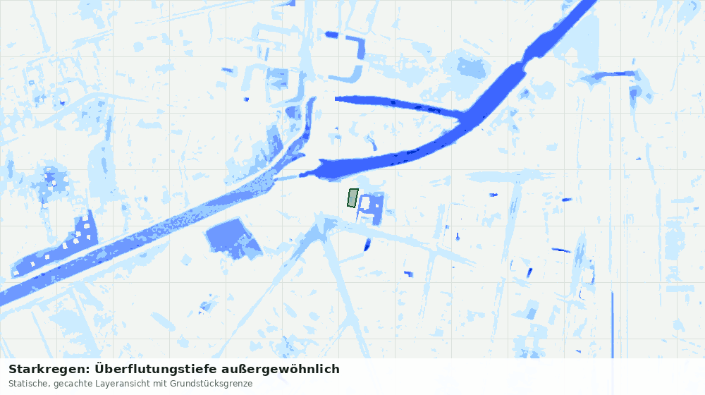 Statische Kartenansicht: Starkregen: Überflutungstiefe außergewöhnlich