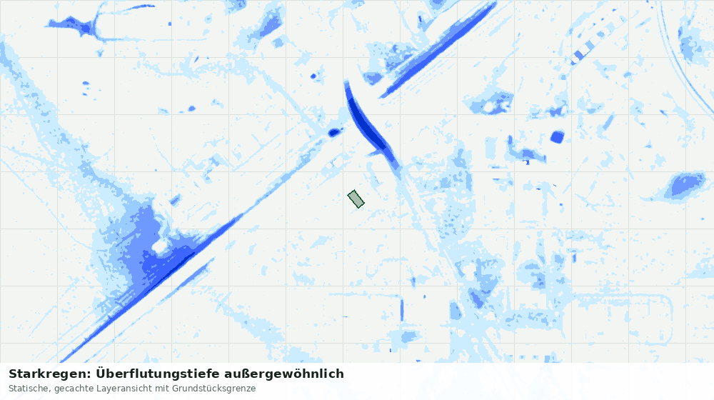 Statische Kartenansicht: Starkregen: Überflutungstiefe außergewöhnlich