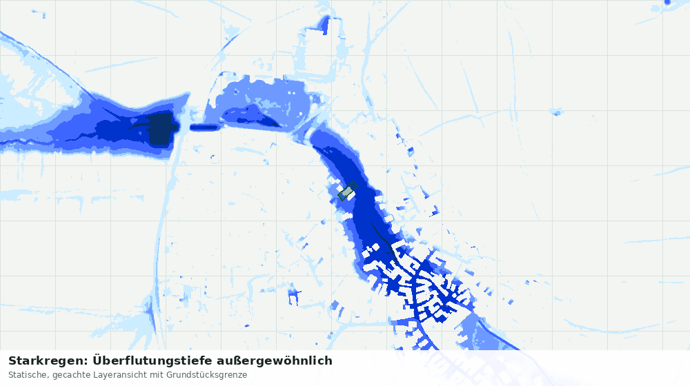 Statische Kartenansicht: Starkregen: Überflutungstiefe außergewöhnlich