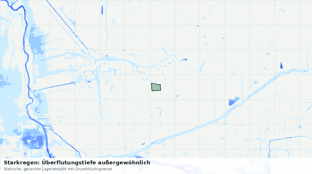Statische Kartenansicht: Starkregen: Überflutungstiefe außergewöhnlich